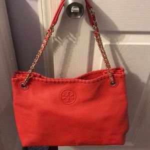 Red Tory Burch  Marion chain tote